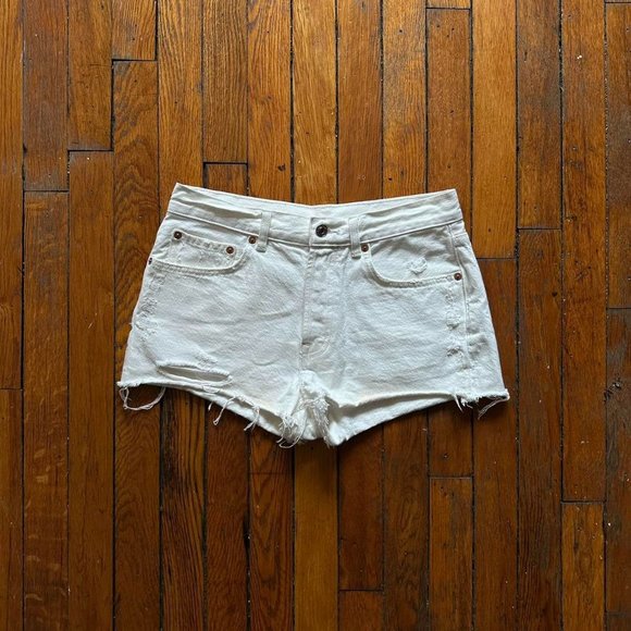 All Saints Women's White Cut Off Denim‎ Jean Shorts. - Picture 1 of 6